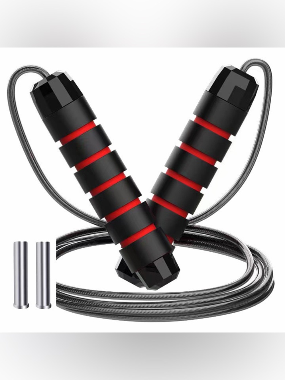 Black and Red Foam Grip Jump Rope